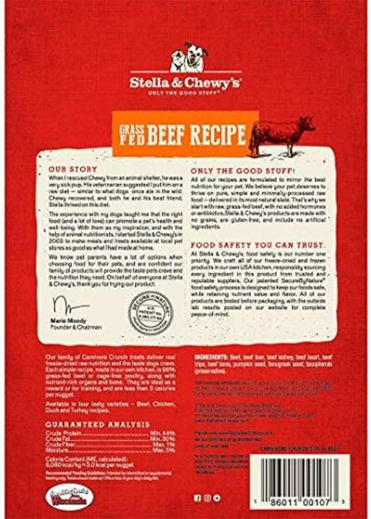 Stella & Chewy'S Freeze-Dried Raw Carnivore Crunch Grass-Fed Beef Recipe Dog Treats – 3.25 Oz. Bag