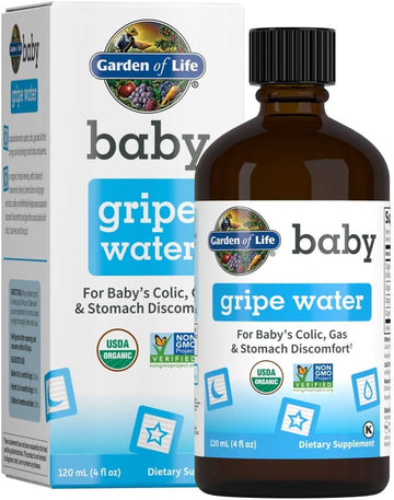 Garden Of Life Baby Organic Gripe Water For Babies Nighttime Or Daytime Colic, Gas & Stomach Discomfort, Herbal Remedy For Baby - Chamomile Lemon Balm Ginger - (4 Fl Oz) Liquid