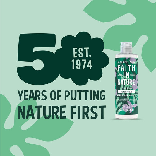 Faith In Nature Natural Rosemary Conditioner, Stimulating For Normal Hair & Scalp, Vegan & Cruelty Free, No Sls, Silicones Or Parabens, 400Ml