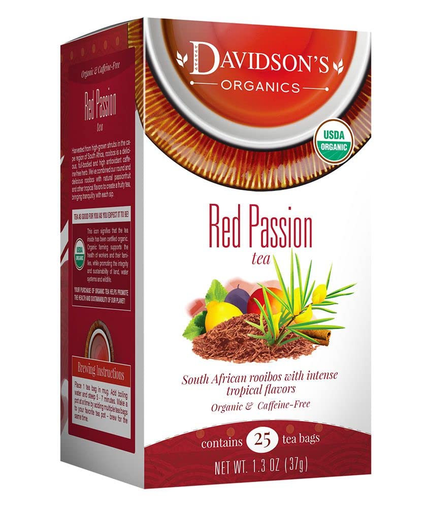 Davidson'S Organics, Red Passion, 25-Count Tea Bags, Pack Of 6