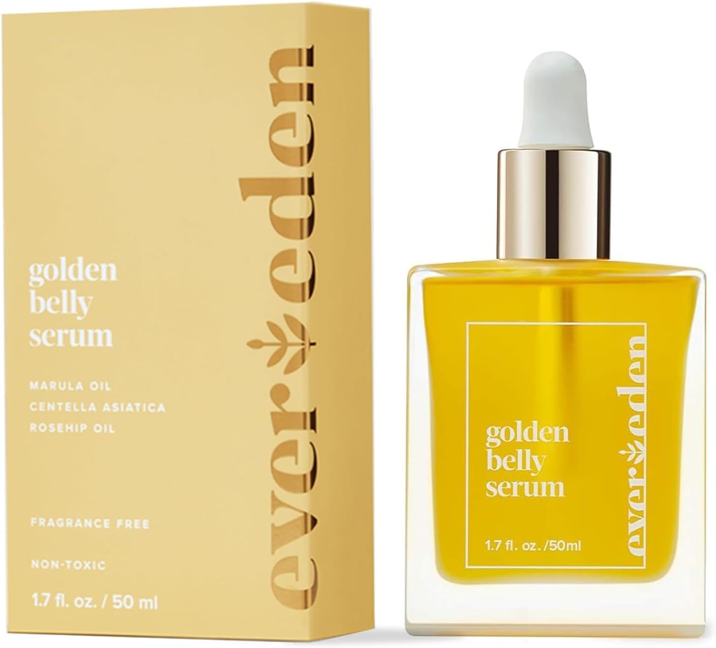 Evereden Golden Belly Serum, 1.7 Fl Oz. | Clean & Vegan Women'S Belly Oil For Pregnancy And Postpartum | Clean Maternity Skincare | Non-Toxic Stretch Mark Oil