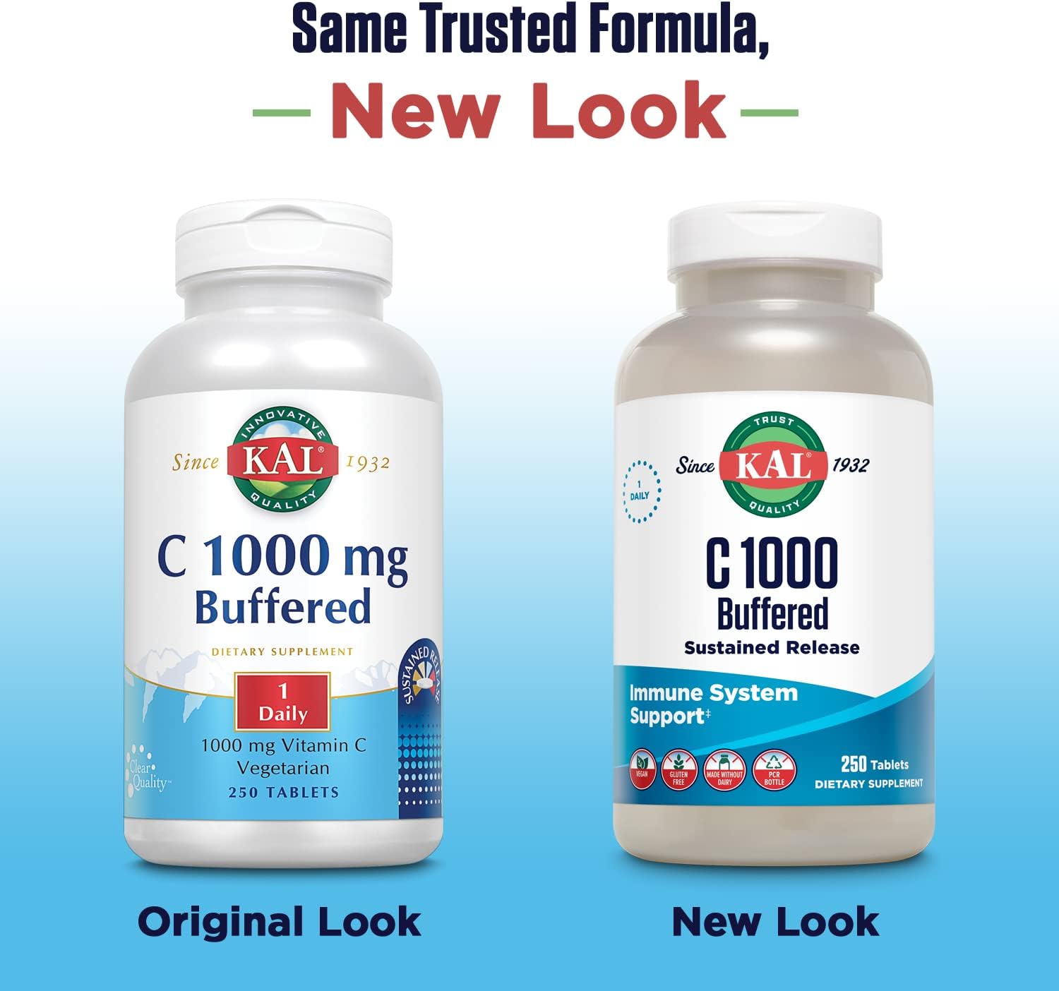 KAL C-1000 Buffered Sustained Release Tablets, 1000 mg, 250 Count : Health & Household