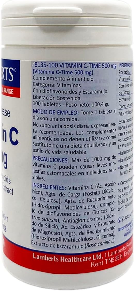 Lamberts Time Release Vitamin C 500Mg With Bioflavonoids - 100 Tablets