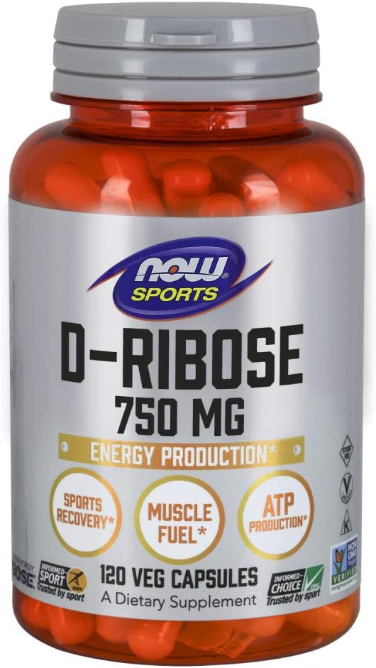 Now Sports Nutrition, D-Ribose 750 Mg, Certified Non-Gmo, Energy Production*, 120 Veg Capsules