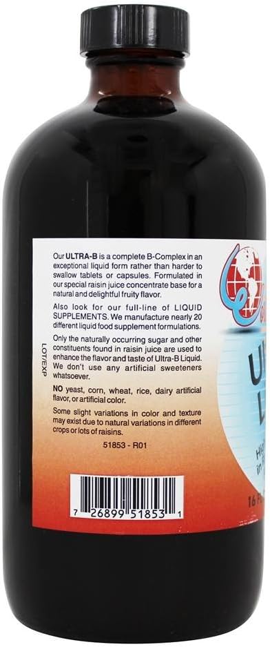 WORLD ORGANIC Ultra-b Liquid In Raisin Juice, 16 Fl Oz : Health & Household