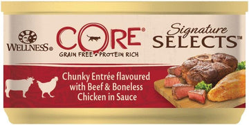 Wellness CORE Signature Selects, Wet Cat Food in Sauce, Grain Free Cat Food, High Meat Content, Beef & Chicken, 24 x 79 g?10632