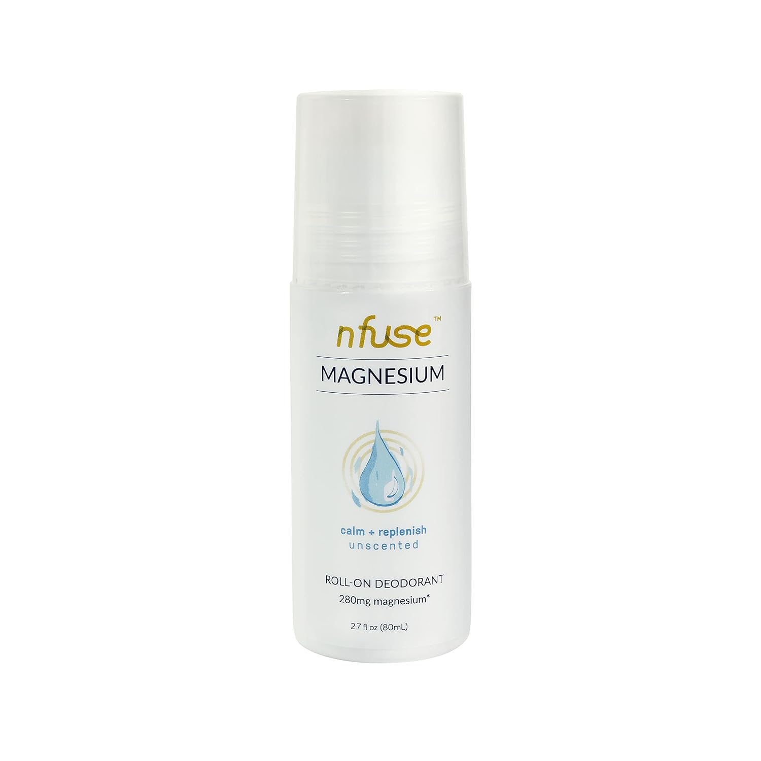 Nfuse Natural Magnesium Roll-On Deodorant - Patented Magnesium Delivery Technology - Fragrance Free - Aluminum Free - Unscented: Calm + Replenish : Beauty & Personal Care