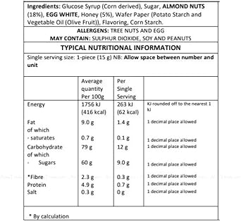 Sally Williams Original Recipe Soft Almond Nougat | Hand Made With The Finest Ingredients | Individually Wrapped | Sweet Exceptional Nougat | 800G