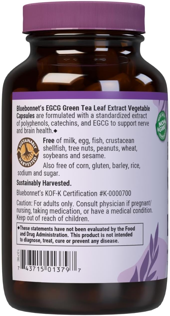 Bluebonnet Egcg Green Tea Leaf Extract Supplement, 120 Count : Health & Household
