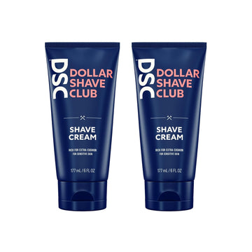 Dollar Shave Club, Shave Cream 2-Pack, Formulated With Aloe Leaf Juice, Macadamia & Coconut Oils, No Alcohol, Synthetic Dyes Or Parabens, Extra Thick Pillowy Cushion With Mint Tingle