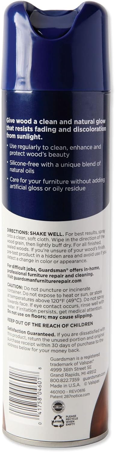 Guardsman Clean & Polish For Wood Furniture - Woodland Fresh - 12.5 oz - Silicone Free, UV Protection - 460100