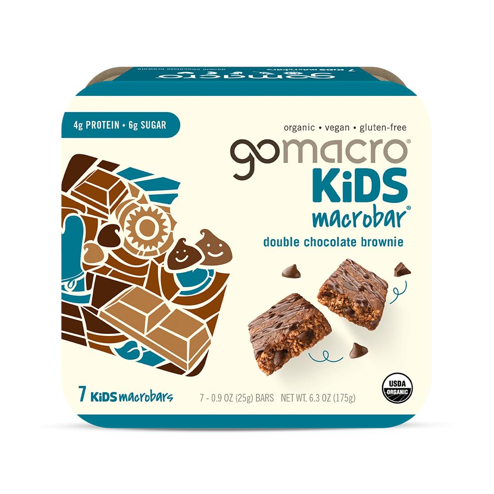 Gomacro Kids Macrobar Organic Vegan Snack Bars - Double Chocolate Brownie (0.90 Ounce Bars, 7 Count)