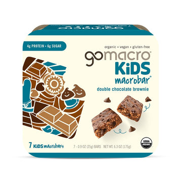 Gomacro Kids Macrobar Organic Vegan Snack Bars - Double Chocolate Brownie (0.90 Ounce Bars, 7 Count)