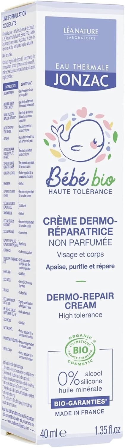 Eau Thermale Jonzac Organic Cosmetic Baby Care Dermo Repair Cream, 40 Ml