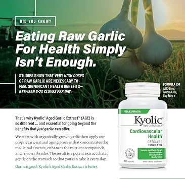 Kyolic Aged Garlic Extract Formula 300 Cardiovascular Health, Vegan, 360 Capsules : Health & Household