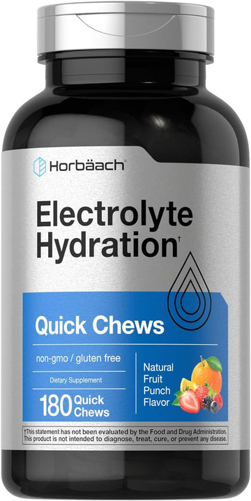 Electrolyte Quick Chews | 180 Count | Natural Fruit Punch Flavor | Veg