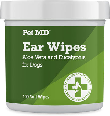 Pet Md - Dog Ear Cleaner Wipes - Otic Cleanser For Dogs To Stop Ear Itching, And Infections With Aloe And Eucalyptus - 100 Count