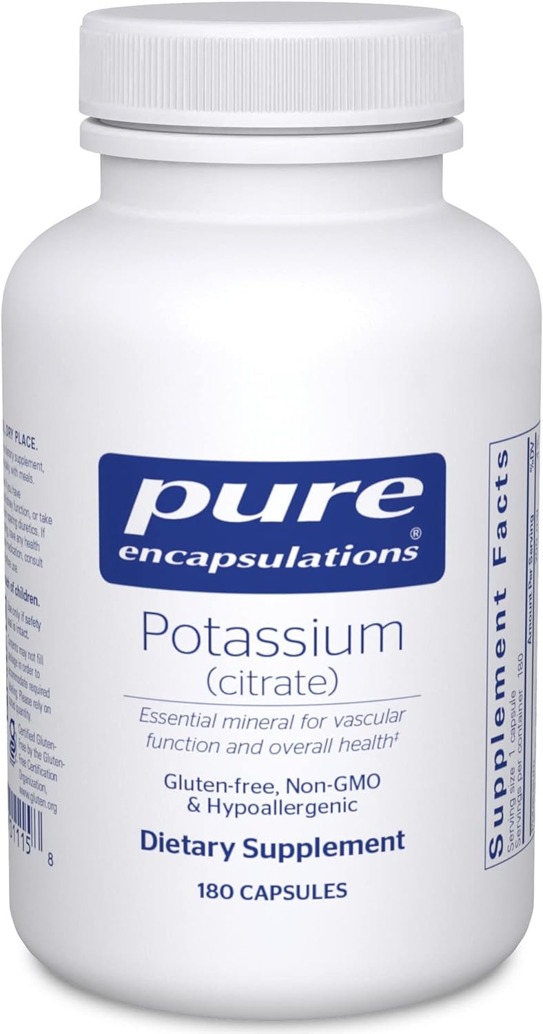Pure Encapsulations Potassium (Citrate) - Essential Electrolyte Supplement To Support Nerve & Muscle Function, Adrenals, Hormones, Heart Health & Energy* - Potassium Citrate Capsule