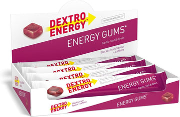 Dextro Energy | Energy Gums | Blackcurrant + Caffeine | Pocket Size Energy On The Go | For Active Lifestyle | Great Taste | Vegan | 8 X 45 G