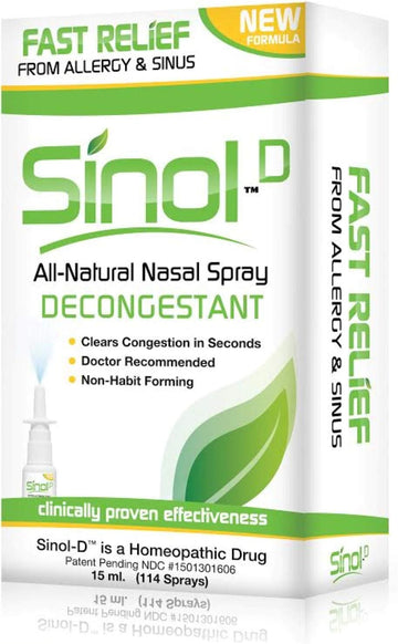 Sinol-D All Natural Nasal Spray, Decongestant 15 ml