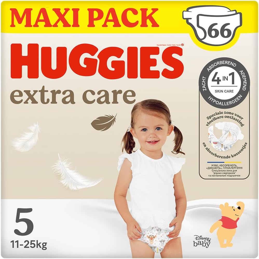 Huggies Extra Care Baby Diaper With Disney Size 5 (12-22Kg), 2 Packs X 33 Diapers, Total 66 Diapers