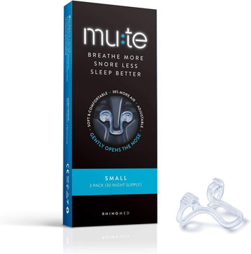 MUTE by Rhinomed Nasal Dilator for Snore Reduction | Small 3pk | Increase Airflow | Anti Snoring Devices | Nasal Dilators for Sleeping | Internal Nasal Dilator | Snoring Solution | Transparent