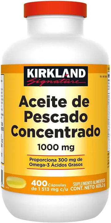Kirkland Signature Natural Fish Oil Concentrate With Omega-3 Fatty Acids, 400 Softgels, 1000Mg