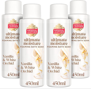 Imperial Leather Ultimate Moisture Vanilla & White Orchid Foaming Bath Soak, Ultra Rich Lather & Fragrance, Suitable For Sensitive Skin - Vegan & Cruelty Free (450Ml), Multipack 4 X 450Ml