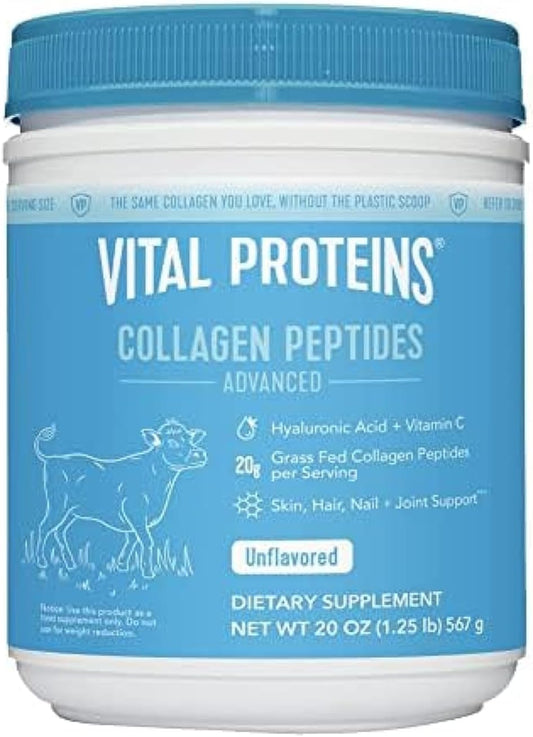 Vital Proteins Collagen Peptides Powder 20 oz Unflavored + 14 oz Unsweetened Plant Protein Powder