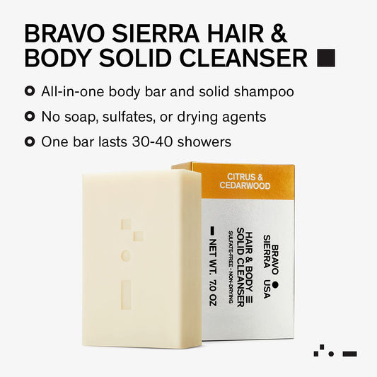 Bravo Sierra Body And Hair Mens Soap Bar All-In-One Shampoo & Soap For Men'S Face, Hair & Body - Sandalwood & Fig, 7 Oz - Coconut, Shea Butter And Oat Flour For Soft Skin And Healthy Hair