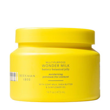 Beekman 1802 Wonder Milk Buttery Botanical Jelly - Multipurpose Body, Face & Hair Ointment - Fragrance Free - With Coconut Oil & Shea Butter - 16 Fl Oz