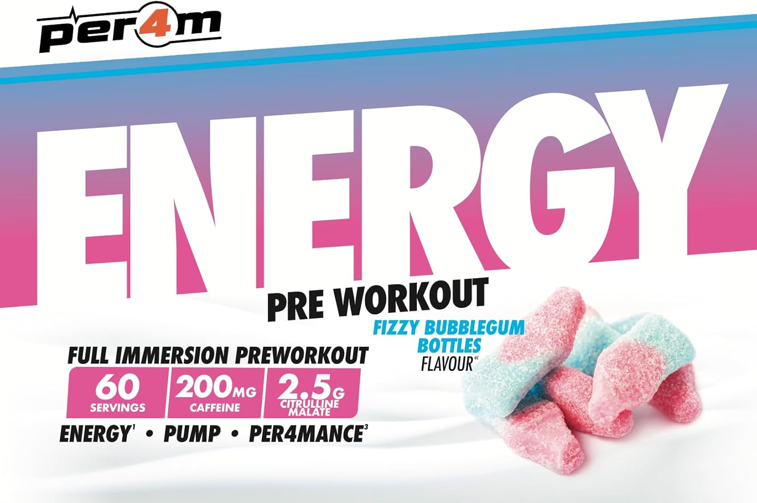 Per4m Energy Pre Workout with Amino Acids | Caffeine, Tyrosine, Citrulline & Theobromine | Endurance, Focus & Sustained Power | 60 Servings (390g, Raspberry Cherry) : Amazon.co.uk: Health & Personal Care