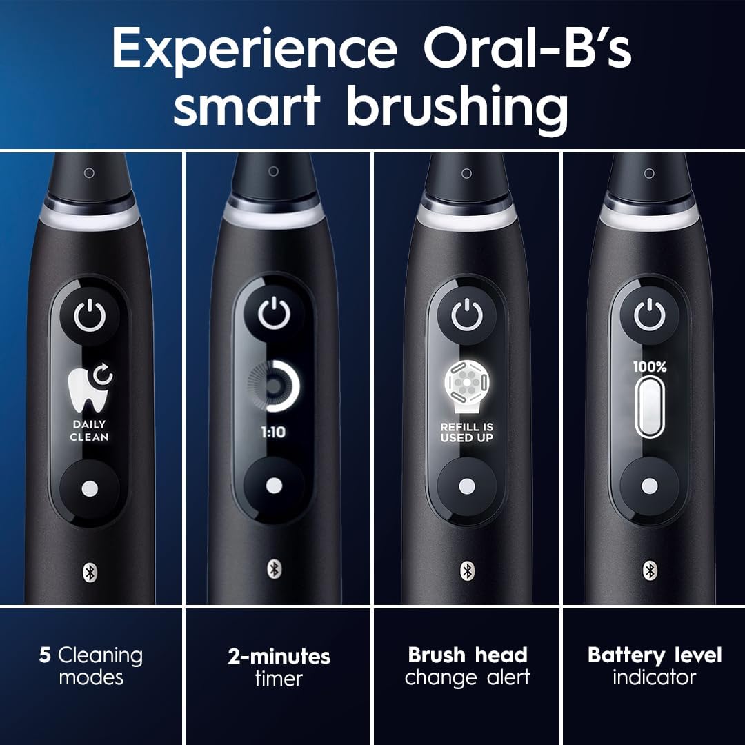 Oral-B iO Series 6 Rechargeable Electric Toothbrush with Visible Pressure Sensor to Protect Gums, 2 Minute Timer, 5 Cleaning Settings, 1 Replacement Toothbrush Head, and Travel Case, Grey Opal : Everything Else