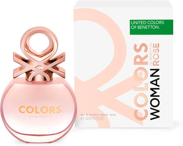 Benetton - Rose From United Colors, Eau De Toilette For Women - Long Lasting - Sensual, Young And Femenine Fragance - Floral And Woody Notes - Ideal For Day Wear - 50 Ml
