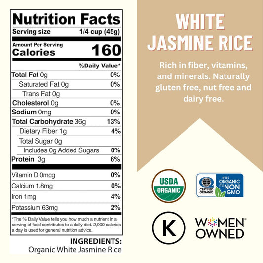 Mountain High Organics Inc. Certified Organic Jasmine White Rice 6G Bucket (40LBS)