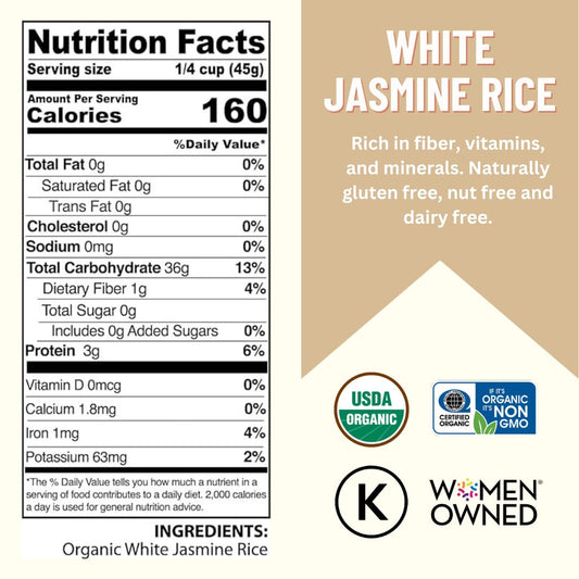 Mountain High Organics, Certified Organic White Jasmine Rice, Pack of 6 1lb Bags