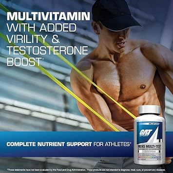 Gat Sport Men'S Multi + Test, Premium Multivitamin Tablets (60 Count) : Health & Household