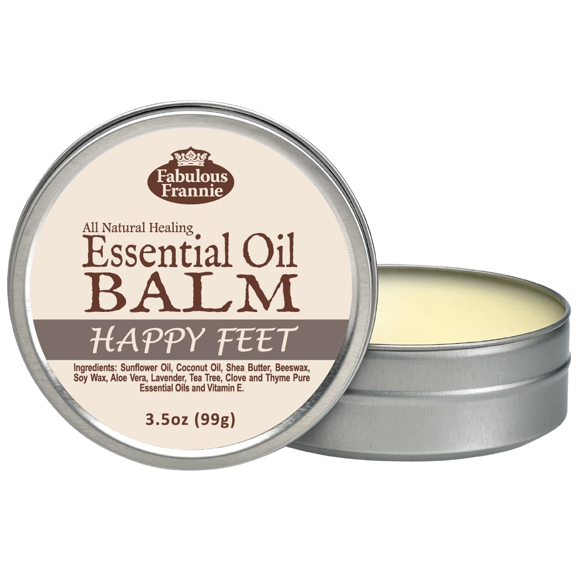Fabulous Frannie Anxious Healing Balm Made With Pure Essential Oils And Sunflower Oil, Coconut Oil, Shea Butter, Beeswax, Soy Wax, Aloe Vera 3.5Oz Tin