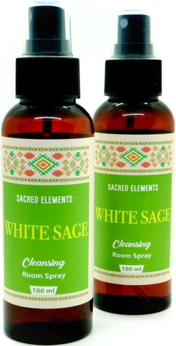 Sacred Elements White Sage Spray for Cleansing Negative Energy - 100% Organic, Crystal Quartz Charged Sage Smudge Spray | Florida Water Spiritual Cleansing (Rituals Spray - Pack of 2, 6.8 Oz)