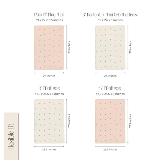 Ely’S & Co. Pack And Play Sheets, For Mini/Portable Crib, 2 Pack Fitted Playpen Play Yard Sheet Set Compatible With Graco Pack N Play, For Baby Girls, 100% Cotton, Pink Vintage Floral, 38”X24”X5”