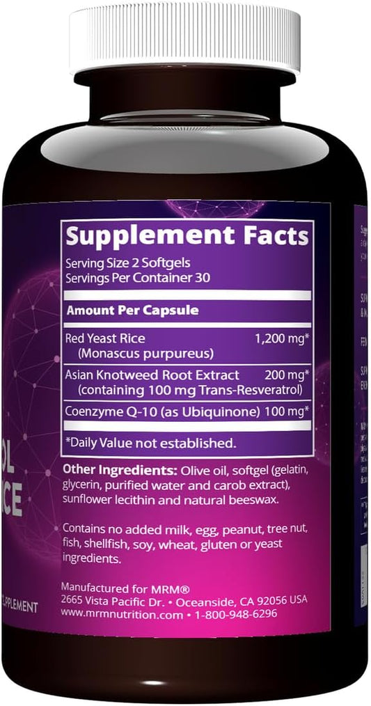 Mrm Nutrition Coq-10 Resveratrol Red Yeast Rice | Heart Health | Powerful Antioxidants | Healthy Aging | Gluten-Free | 30 Servings