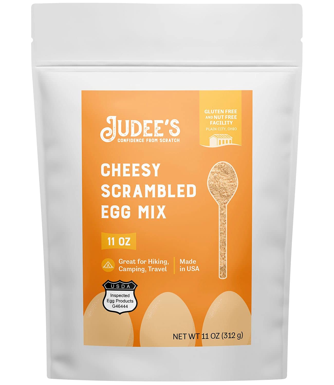 Judee’s Cheesy Scrambled Egg Mix 11 oz - Non-GMO, Gluten-Free and Nut-Free - Your Favorite Breakfast Staple Made Cheesy - Great for Hiking, Camping, and At Home