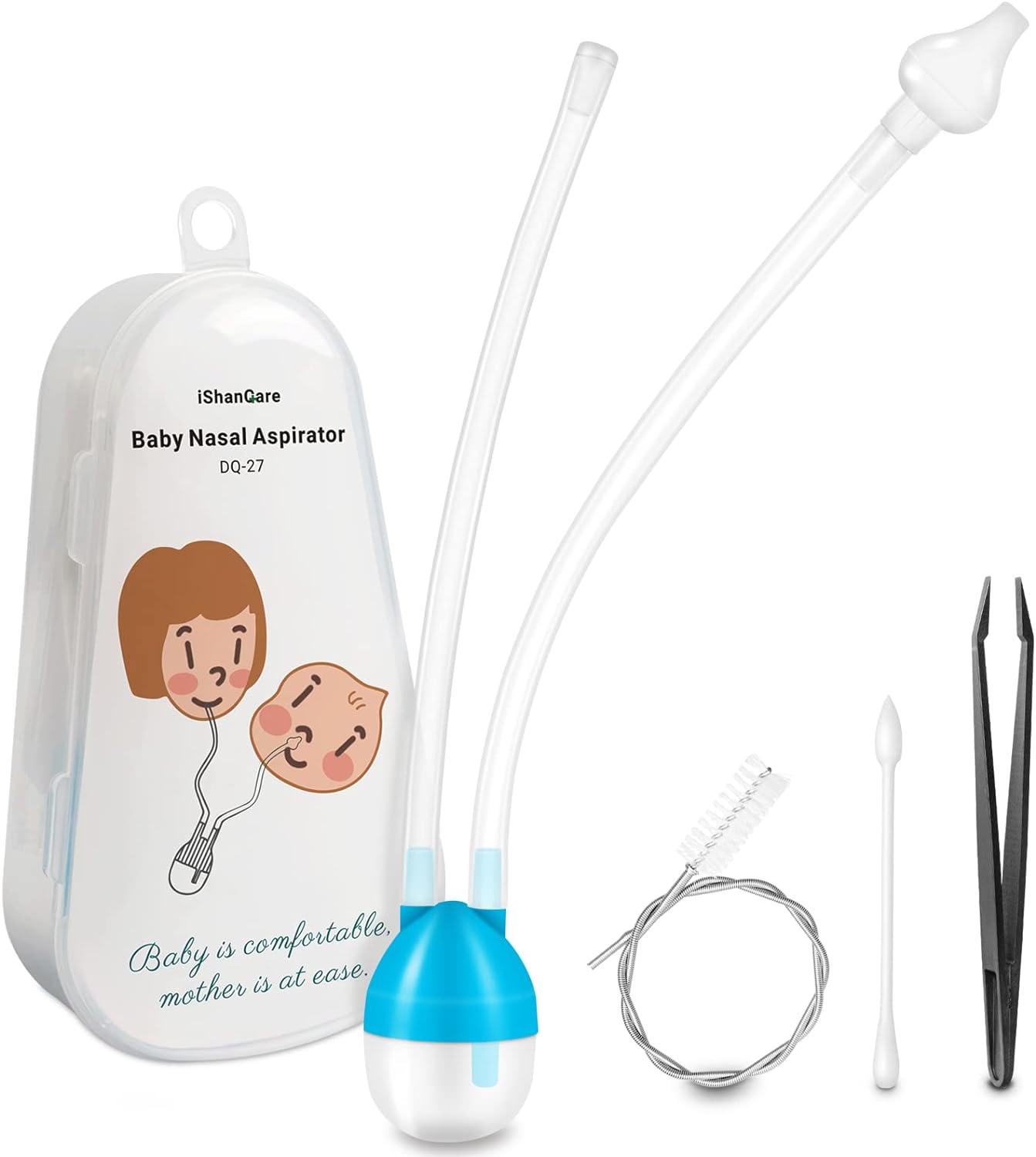 iShanCare® Baby Nasal Aspirator - Nose Aspirator for Infants - Nose Sucker for Newborns - Toddlers Nose Cleaner - Kids Booger Mucus Sucker - Safe Nose Suction