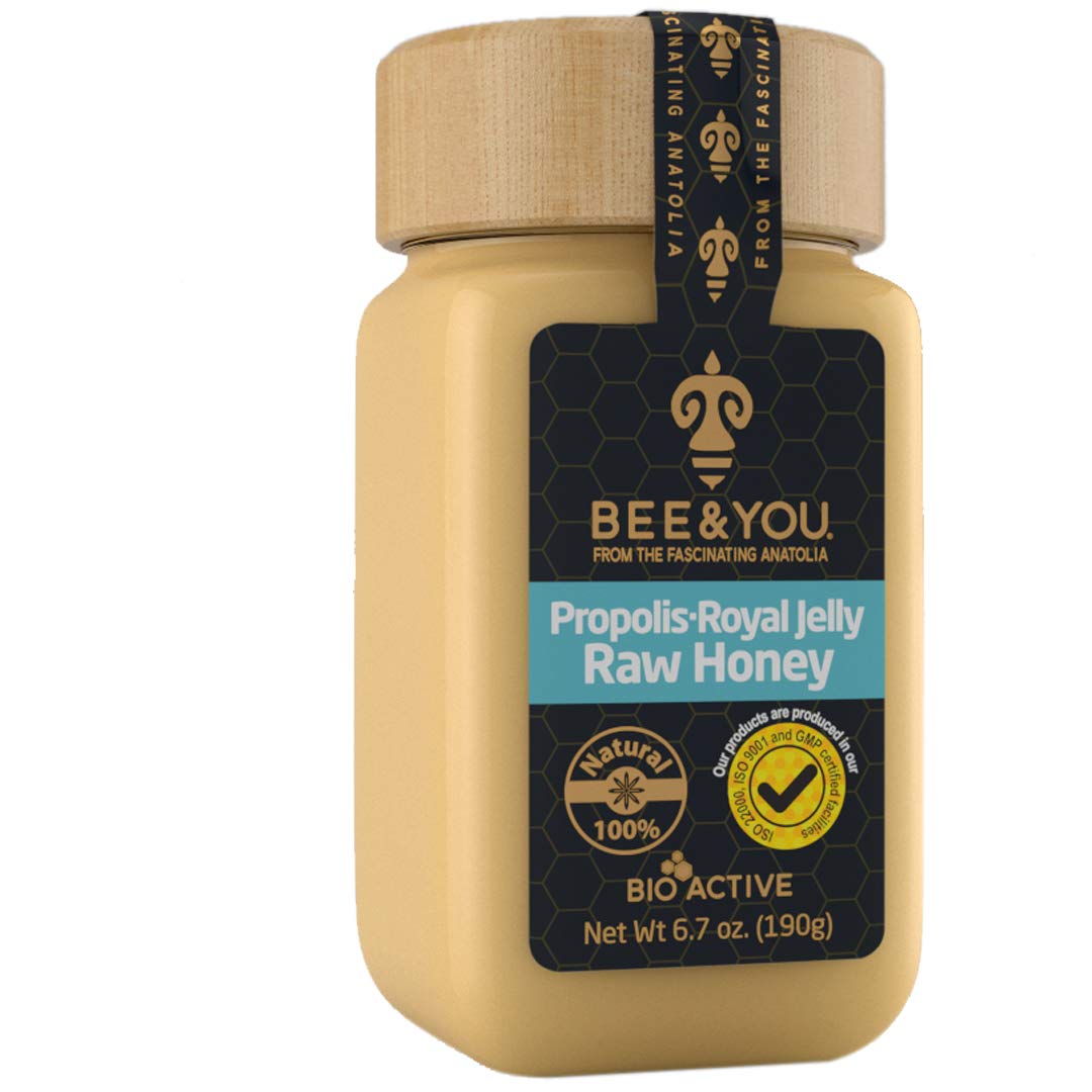 Bee And You Royal Jelly Raw Honey, Propolis Extract, 100% Natural Superfood, Ultra Pure, Immune Support Supplement, Antioxidants, Keto, Paleo, Gluten-Free, 6.7 Oz : Health & Household