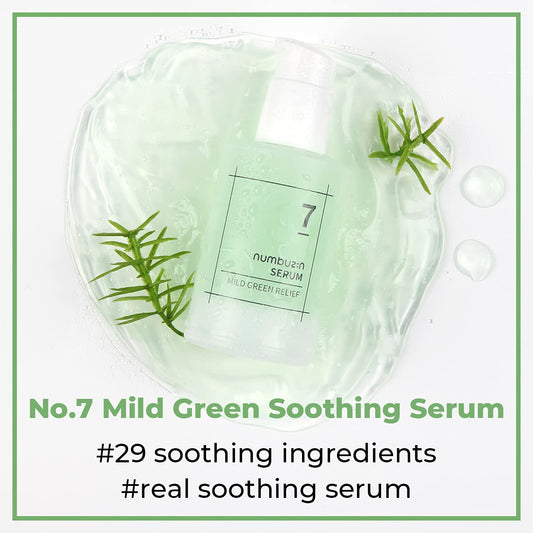 Numbuzin No.7 Mild Green Soothing Serum | Acne-Prone Skin, Sensitive Redness, Centella Asiatica, Green Tea, Lightweight Gel, Noni | Korean Skin Care For Face, 1.69 Fl Oz