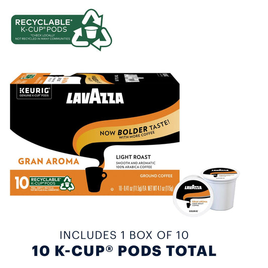 Lavazza Gran Aroma Single-Serve Coffee K-Cup® Pods for Keurig Brewer, Light Roast, 10-Count Boxes (Pack of 6)
