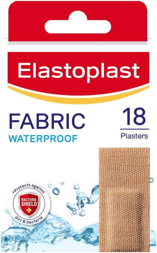 Elastoplast 18 Waterproof Fabric Plaster Strips (18 Pieces), Large Pack Of Breathable Plasters (Pack Of 2)