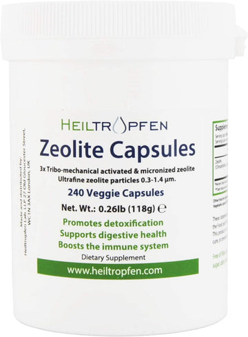 Zeolite 240 Capsules | Detox | Clinoptilolite 95% | 3X Activated | Natural Mineral Dust Less-Than 2 æm | Heiltropfen?