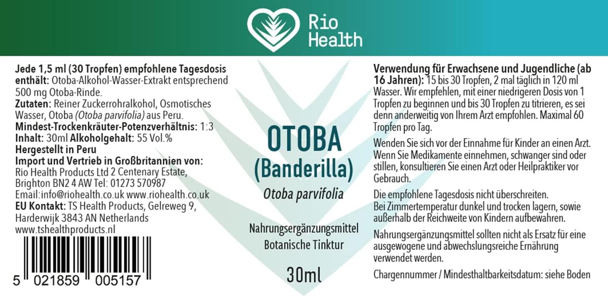 Rio Health Tinctures Otoba (Banderilla Roja), 30 ml : Amazon.co.uk: Health & Personal Care
