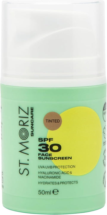 St Moriz Suncare Spf 30 Tinted Face Sunscreen | Uva & Uvb Protection Spf 30 Daily Use Sunscreen Face Lotion With Tinted Coverage, Hyaluronic Acid & Niacinamide | Dermatologically Tested | Vegan | 50Ml